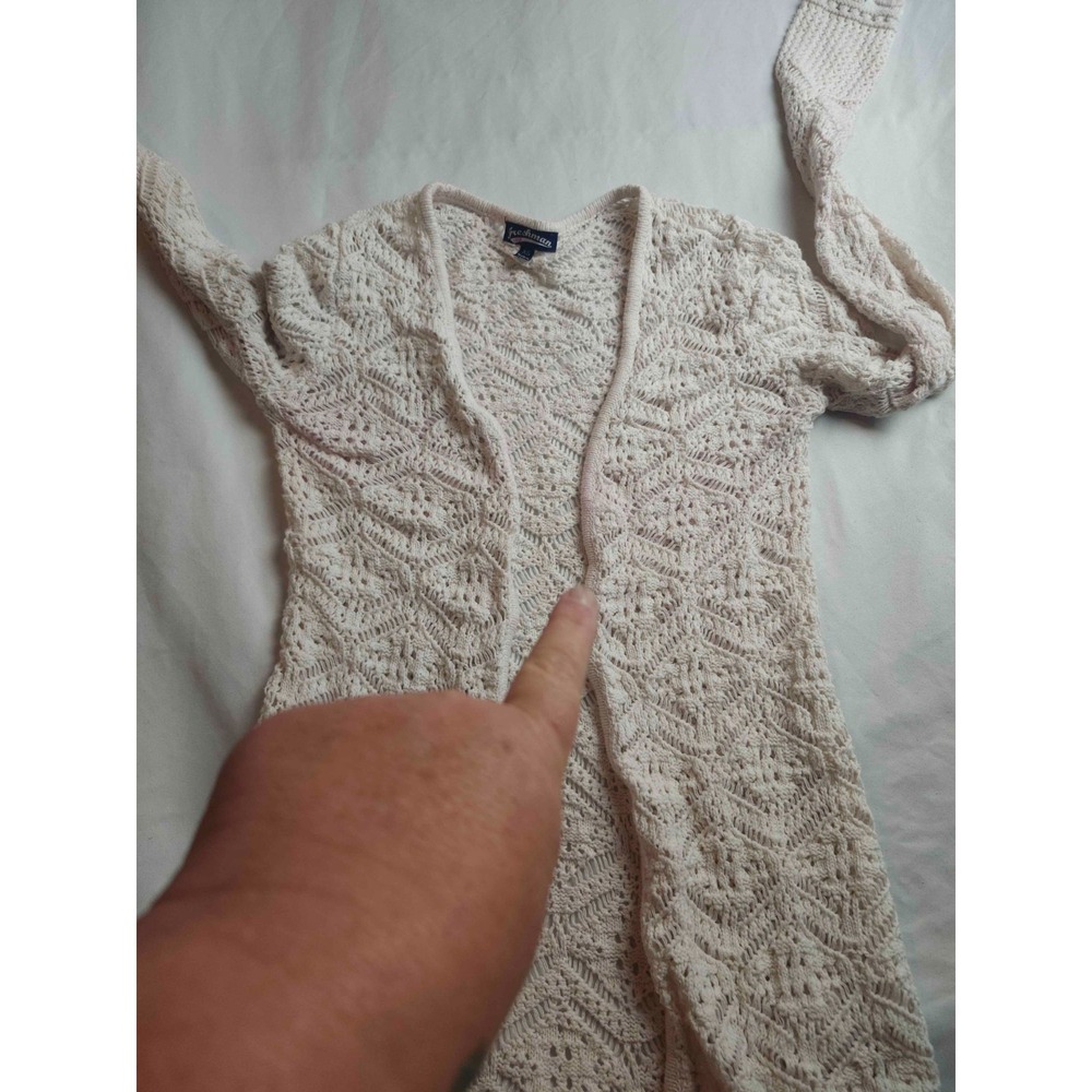 Freshman 1996 Duster Cardigan Womens XS Beige Boho Romantic Chic Artsy Festival - Picture 6 of 10